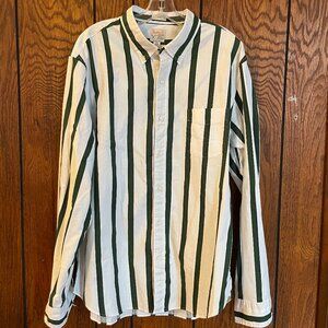 J. Crew "The Broken-In" Classic Oxford Shirt - White and Dark Green Stripes
